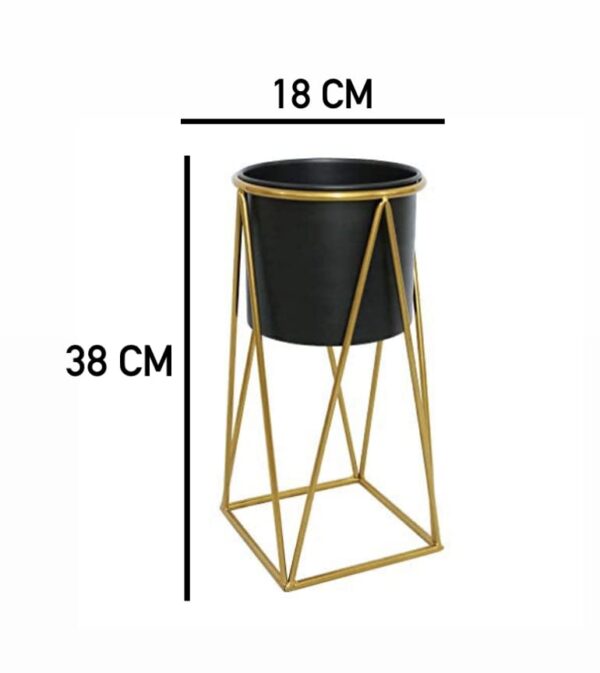 Planters for Indoor Plants Metal Planters with Stands & Indoor Plant Pots for Indoor Plants & Mid Century Plant Stands with Pots & Plant Pots Indoor Planter Small Set of 2 (Black) - Image 2