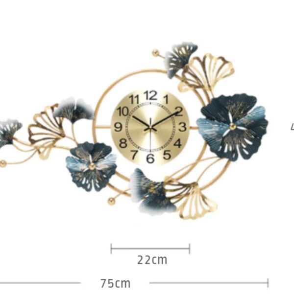 Antique Floral Metal Design Wall Clock - Image 3