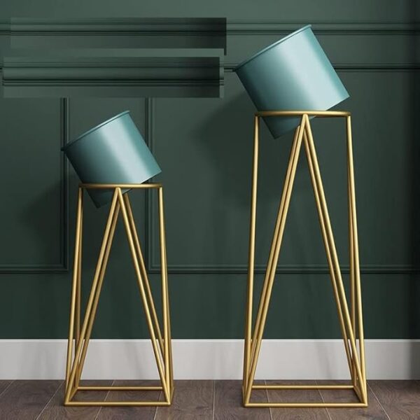 Planters For Indoor - Outdoor Plants & Modern Metal Floor Tall Plant Stand For Garden(Green)