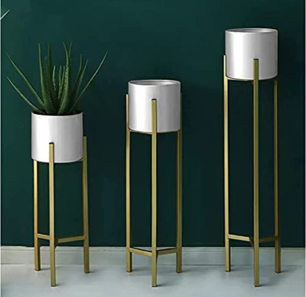 Flower Stands Planter For Living Room Bedroom Display Plant Stand Tall Indoor Plant Stand With Planter Pot - Set Of 3 (White)