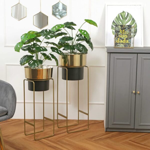 Planters for Indoor Plants Metal Planters with Stands & Indoor Plant Pots for Indoor Plants & Mid Century Plant Stands with Pots - Image 5