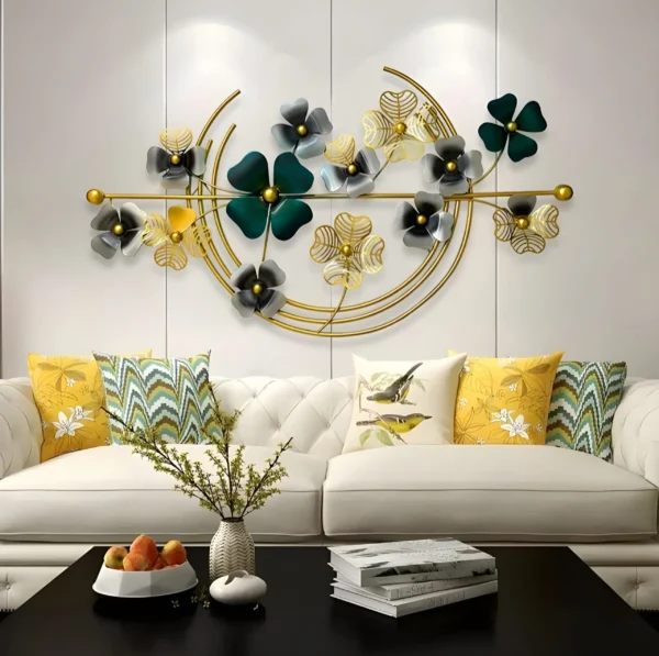 Wall Art Metal Round Shaped Beautiful Leaf Wall Arts For Home Hotel Decoration - Image 2
