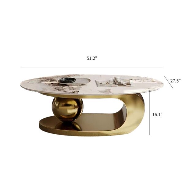 16.1" H Irregular Metal Ball Round Slate Coffee Table For Living Room - Image 4