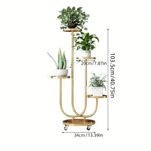 Chic 4 Tiers Metal Plant Stand with Wheel by Metal Makers Export - Image 2