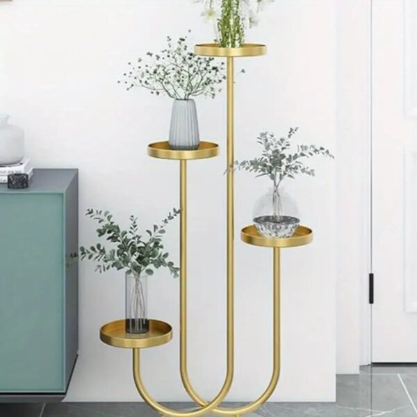 Chic 4 Tiers Metal Plant Stand with Wheel by Metal Makers Export - Image 3