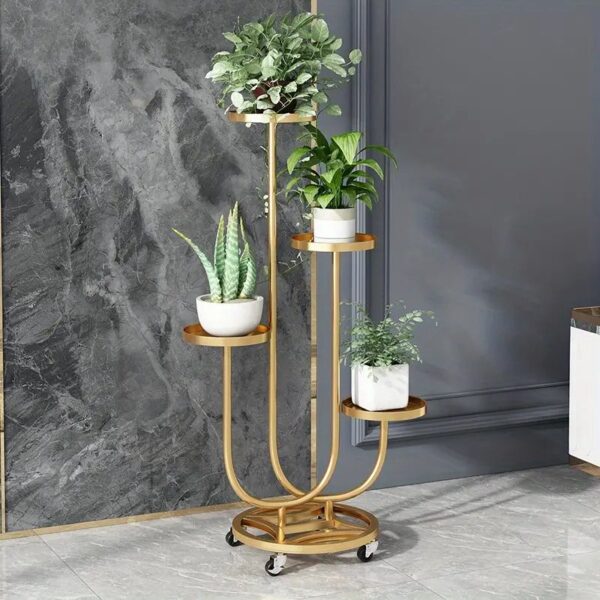 Chic 4 Tiers Metal Plant Stand with Wheel by Metal Makers Export