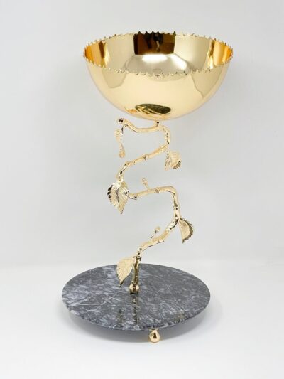 LARGE GOLDEN TONE SNACK BOWL by Metal Makers Export