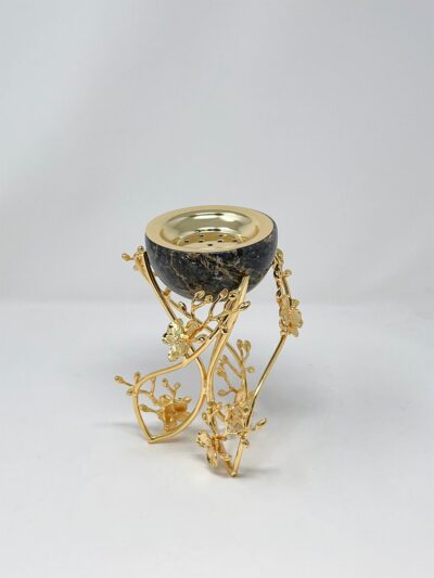 BOWL ON GOLD ORCHID FLOWER STAND By Metal Makers Export