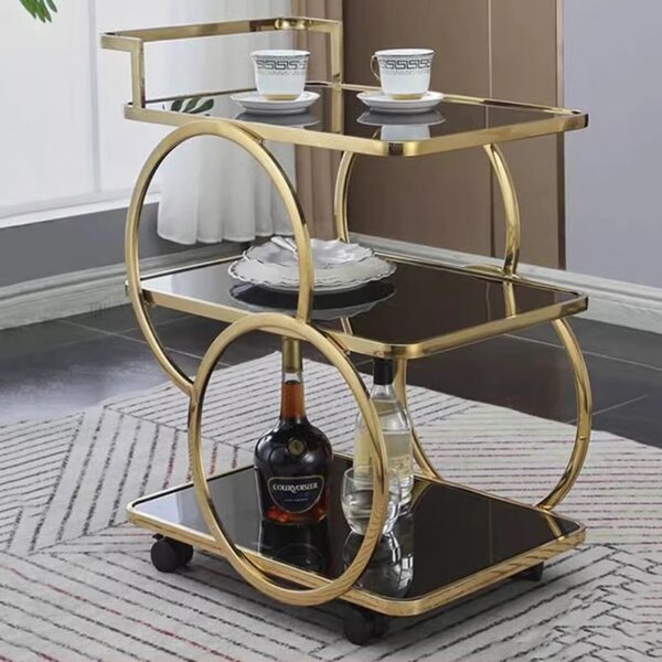 Luxe Gold Metal Trolley - 3 Tier Serving Cart By Metal Makers Export - Image 3