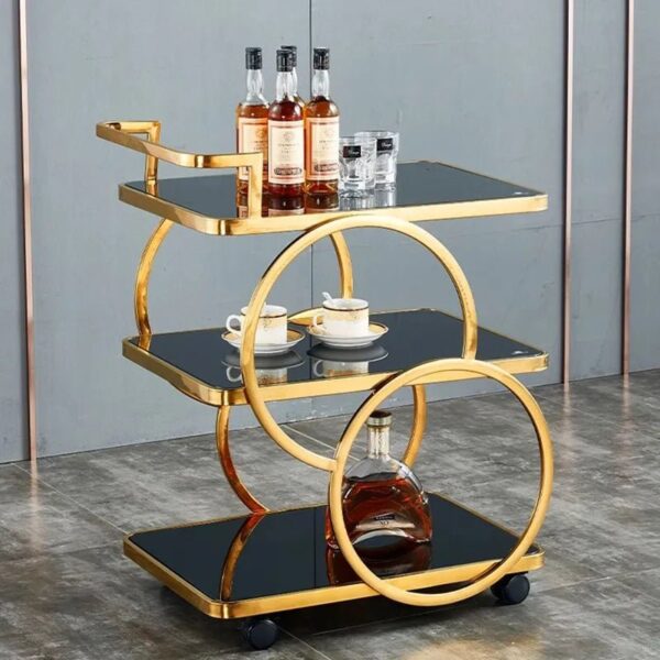Luxe Gold Metal Trolley - 3 Tier Serving Cart By Metal Makers Export