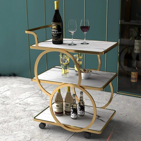 Luxe Gold Metal Trolley - 3 Tier Serving Cart By Metal Makers Export - Image 2