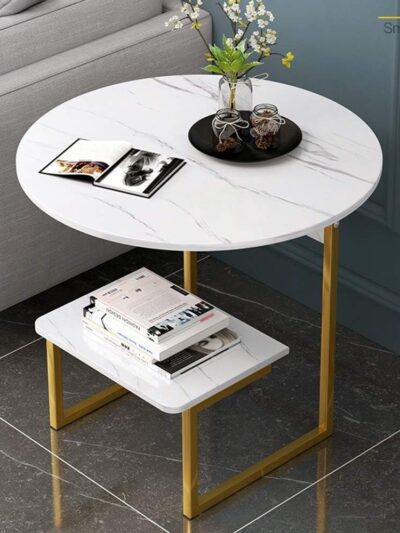 Metal Round Double Story Side Table By Metal Makers