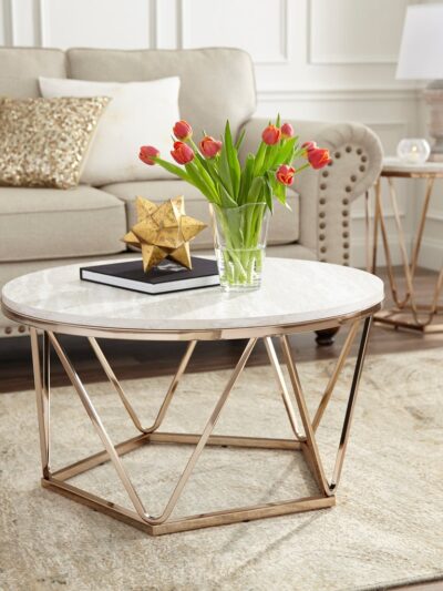 Luna Faux Stone Round Coffee Table By Metal Makers