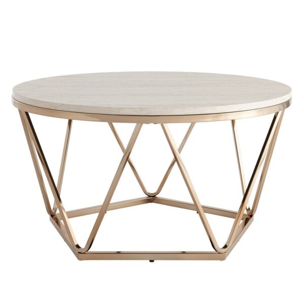Luna Faux Stone Round Coffee Table By Metal Makers - Image 2